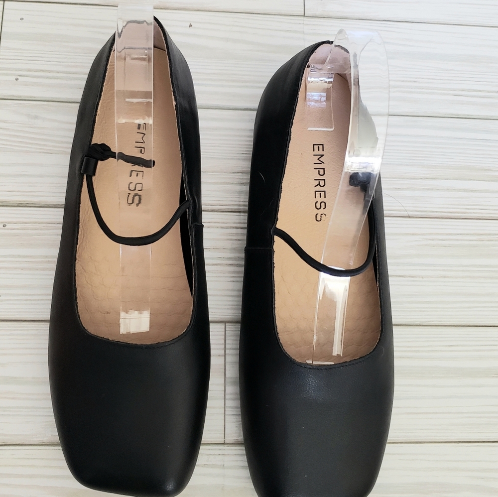 Empress Australia "The Square Toe" Mary Jane Flat, Le… Gem